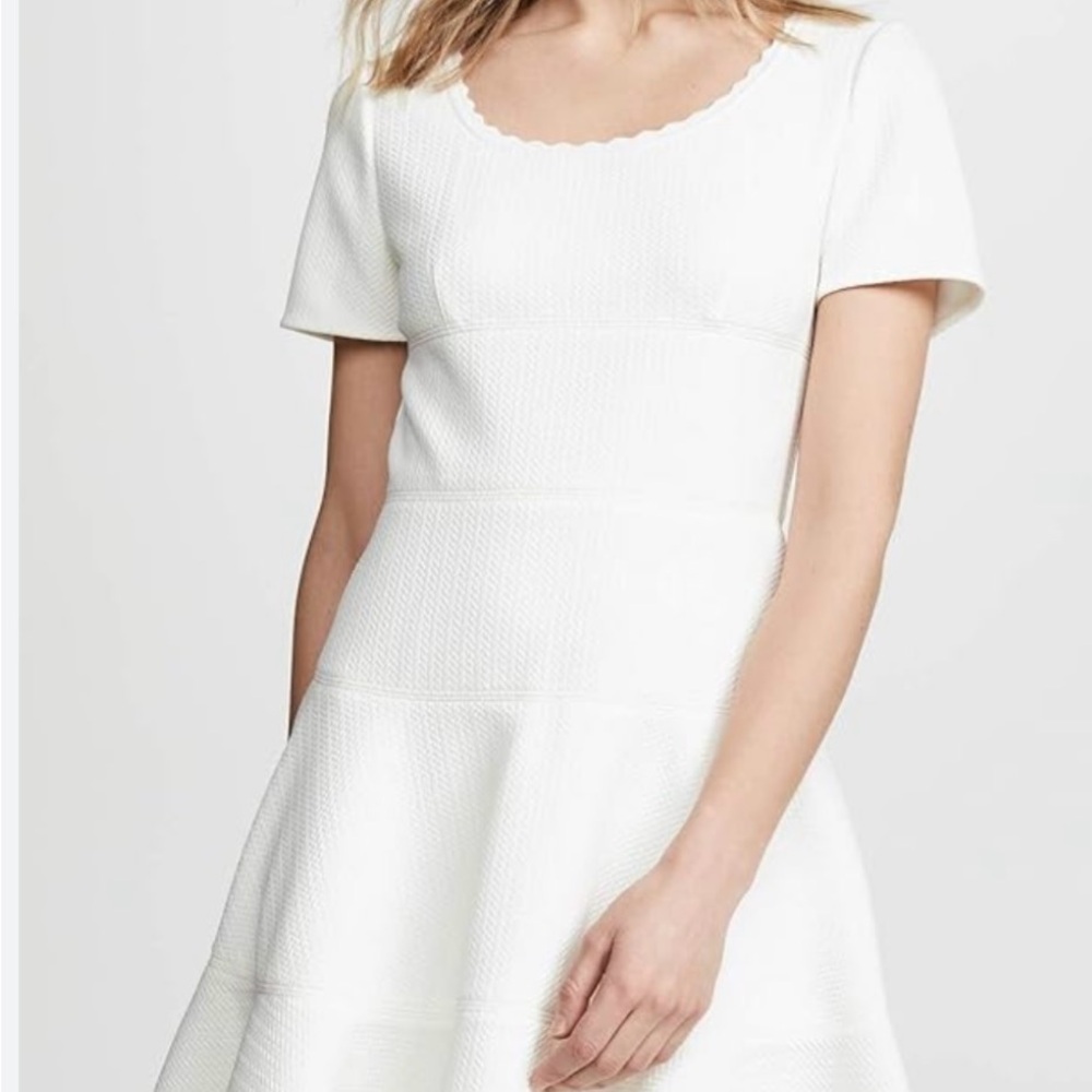 NWT Rebecca Taylor Sz 6 White Textured Short Sleeve Dress